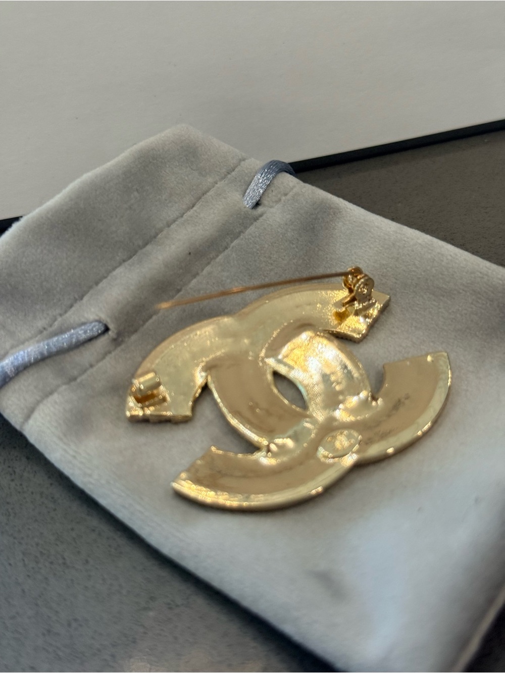 Gold & Black CC Crystal Brooch - Picture 4 of 4